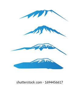 simple blue manjaro mountain illustration vector bundle set