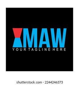 Simple blue MAW text vector, for company name logo design.