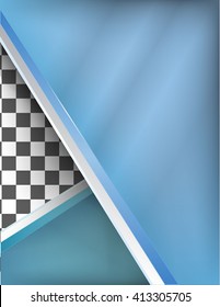 simple blue metallic blank for design with empty cells under glass / sheets of glass on metallic base with shadows and reflections