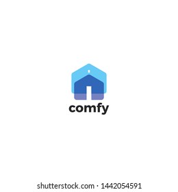 Simple Blue Modern House Logo Design