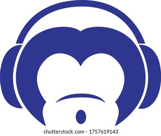 simple blue monkey music logo