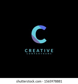 simple blue monogram C logotype modern design concept for web and company.