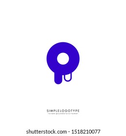 simple blue monogram logotype. R logo letter technology design in line and solid style