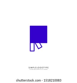 simple blue monogram logotype. R logo letter technology design in line and solid style