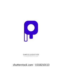 simple blue monogram logotype. R logo letter technology design in line and solid style