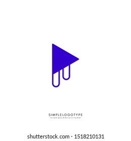 simple blue monogram logotype. R logo letter technology design in line and solid style