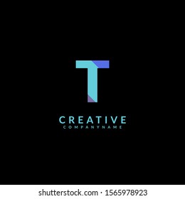 simple blue monogram T logotype modern design concept for web and company.