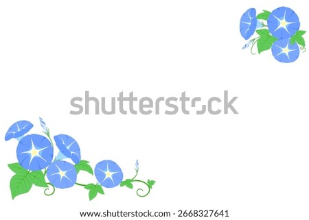 Simple blue morning glory frame illustration color no line