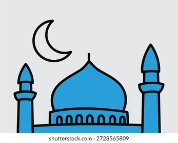 Mesquita azul simples com símbolo de lua crescente