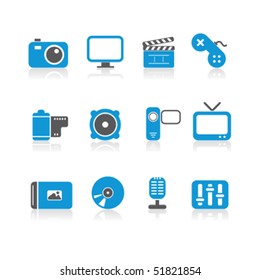 simple blue multimedia icons