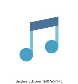 Simple Blue Musical Note Vector Illustration on White