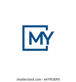 Simple Blue MY initial Logo designs template