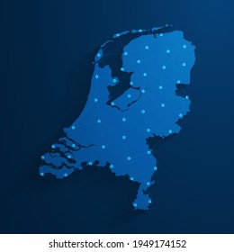 Simple blue Netherlands map technology background, vector, illustration, eps 10 file