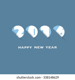 Simple Blue New Year Card, Cover or Background Design Template - 2016