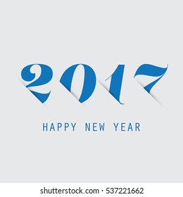 Simple Blue New Year Card, Cover or Background Design Template - 2017