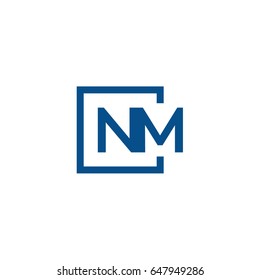 Simple Blue NM initial Logo designs template