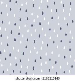Simple impresión nórdica azul con gotas de lluvia. Patrón transparente del vector