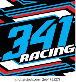 Vector azul simple del número 341 con la ilustración de fondo de la diversa línea.