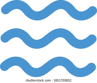 Simple Blue Ocean Wave Icon Illustration 