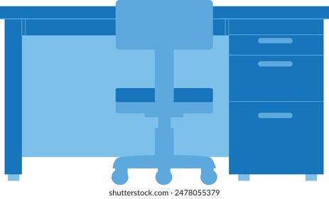 Simple blue office desk illustration material