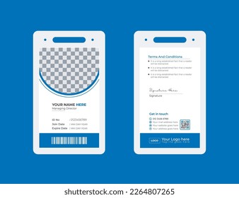 Simple blue office id card template, Id cards template abstract style or Abstract Geometric Blue Id Card Design, Professional Identity Card Template Vector for Employee and Others