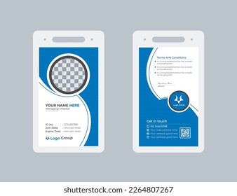 Simple blue office id card template, Id cards template abstract style or Abstract Geometric Blue Id Card Design, Professional Identity Card Template Vector for Employee and Others