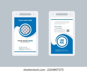 Plantilla simple de tarjeta de identificación de oficina azul, estilo abstracto de plantilla de tarjetas de identificación o Diseño abstracto de tarjeta de identificación azul geométrica, vector de plantilla de tarjeta de identidad profesional para empleados y otros