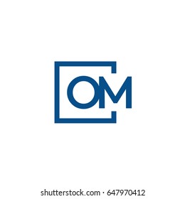 Simple Blue OM initial Logo designs template