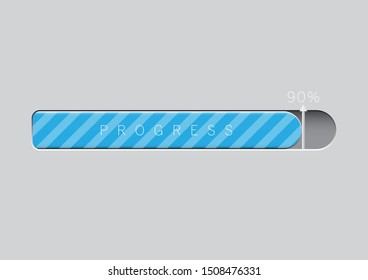 Simple blue on gray loading progress bar vector illustration