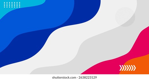 Simple blue and orange geometric business banner design. creative banner design with wave shapes and lines on white background for template. Simple horizontal banner. Eps10 vector