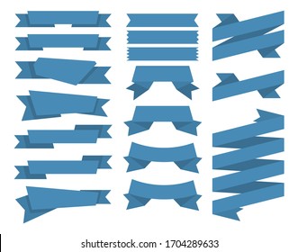 Simple blue origami ribbon on white background. Vector illustration