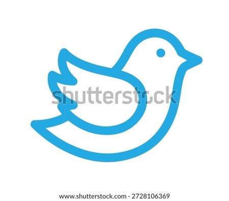 A simple blue outline bird icon.