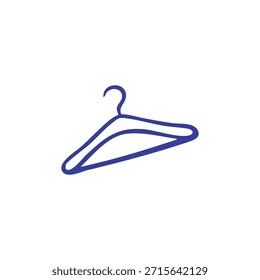 Simple contorno azul de una percha de ropa sobre un fondo blanco
