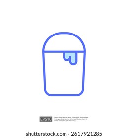 Simple Blue Outline Icon of a Frozen Beverage Cup with Ice and Dripping Liquid in Minimalist Style