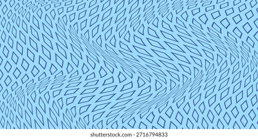 Patrón de onda de rombo de contorno azul simple para fondo de póster de Anuncio.