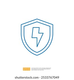 Un simple contorno azul de un escudo con un rayo en el interior, que representa la protección y la energía.