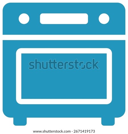 Simple Blue Oven Icon with Rounded Corners and White Details