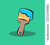 Simple blue paint and brush vector