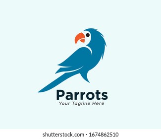 simple blue parrots arts logo design inspiration