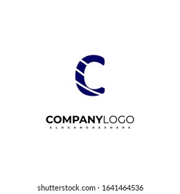 simple blue patterned C logo letter design concept