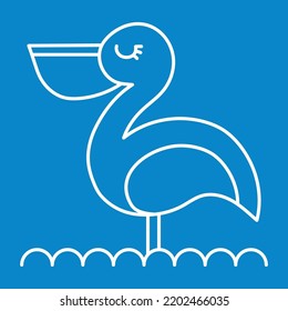 Simple blue pelican vector illustration