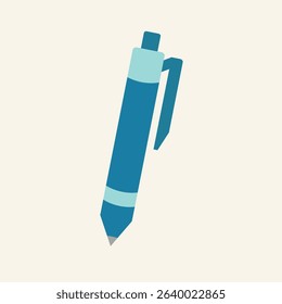 simple blue pen school supplies vector illustration office design	