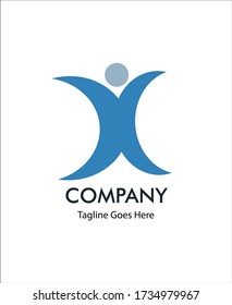 Simple blue people company logo