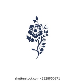 simple blue petal flower nature plant logo vector illustration template design
