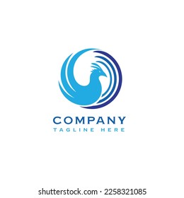 simple blue phoenix  Logo Vector