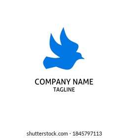 Simple blue pigeon logo template design