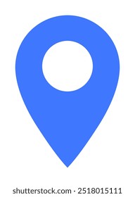 Pin azul simple con un recorte redondo, que simboliza la ubicación y la navegación. Ideal para mapas, guías de viaje, App de geolocalización, turismo y direcciones. Limpio, estilo de Vector minimalista.