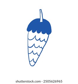 Simple blue pine cone illustration featuring bold lines and a clean white background. Perfect for creative and playful design projects.