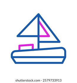 A Simple Blue And Pink Outlined Sailboat Illustration