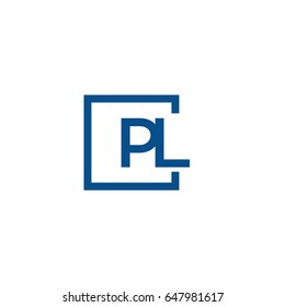 Simple Blue PL initial Logo designs template